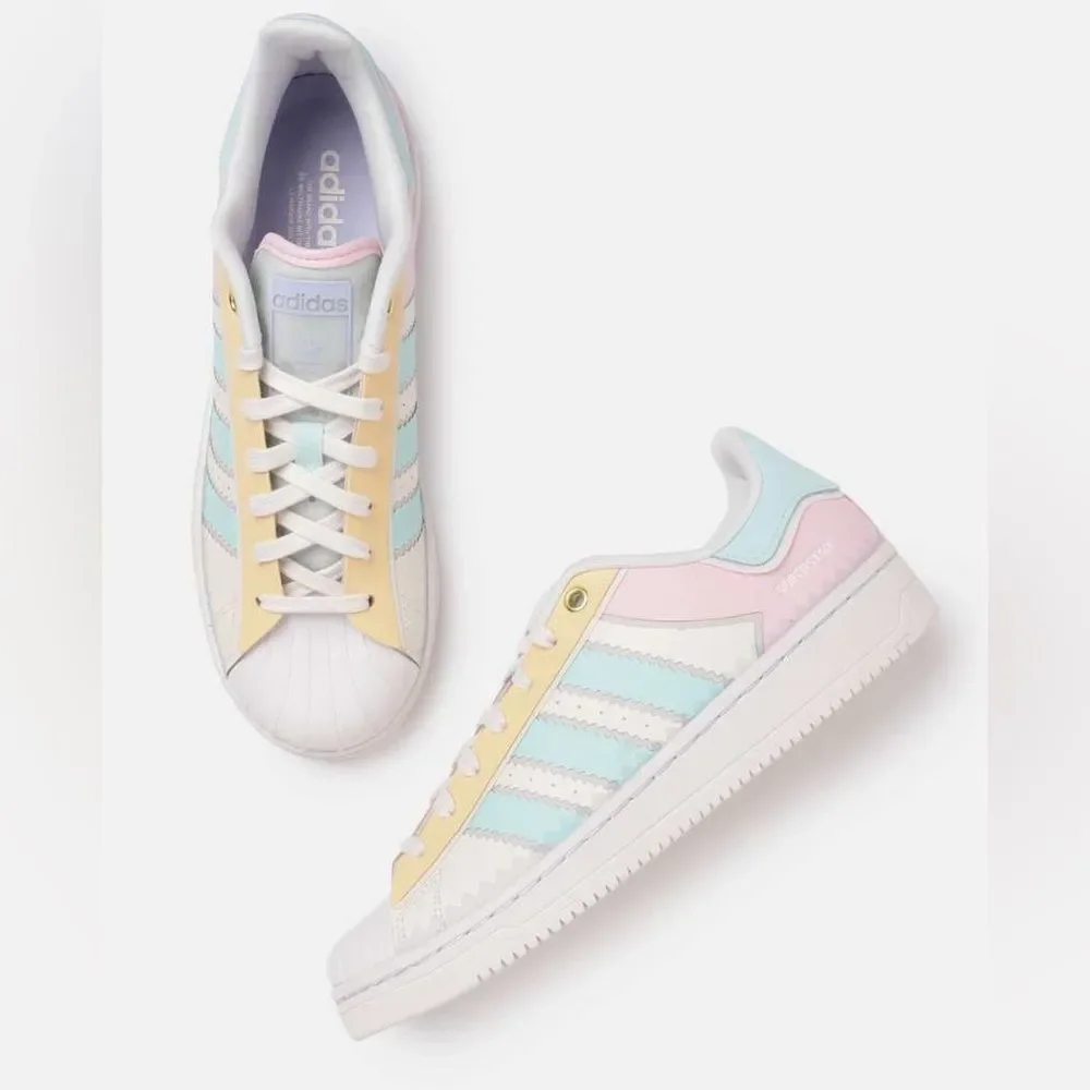 Adidas Originals Superstar OT Tech Pink Mint White Lace Up Sneakers. Size 7. NEW